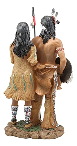 Figura Decorativa Pareja Guerrera Nativa Americana 12.5 pulg miniatura 3