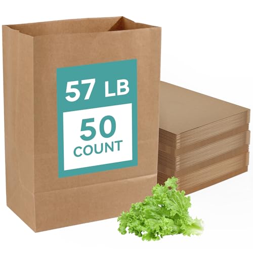 MUCHII 57 LB 50 Count Kraft Paper Bags Large Brown Paper Grocery Bags for Storage Shopping