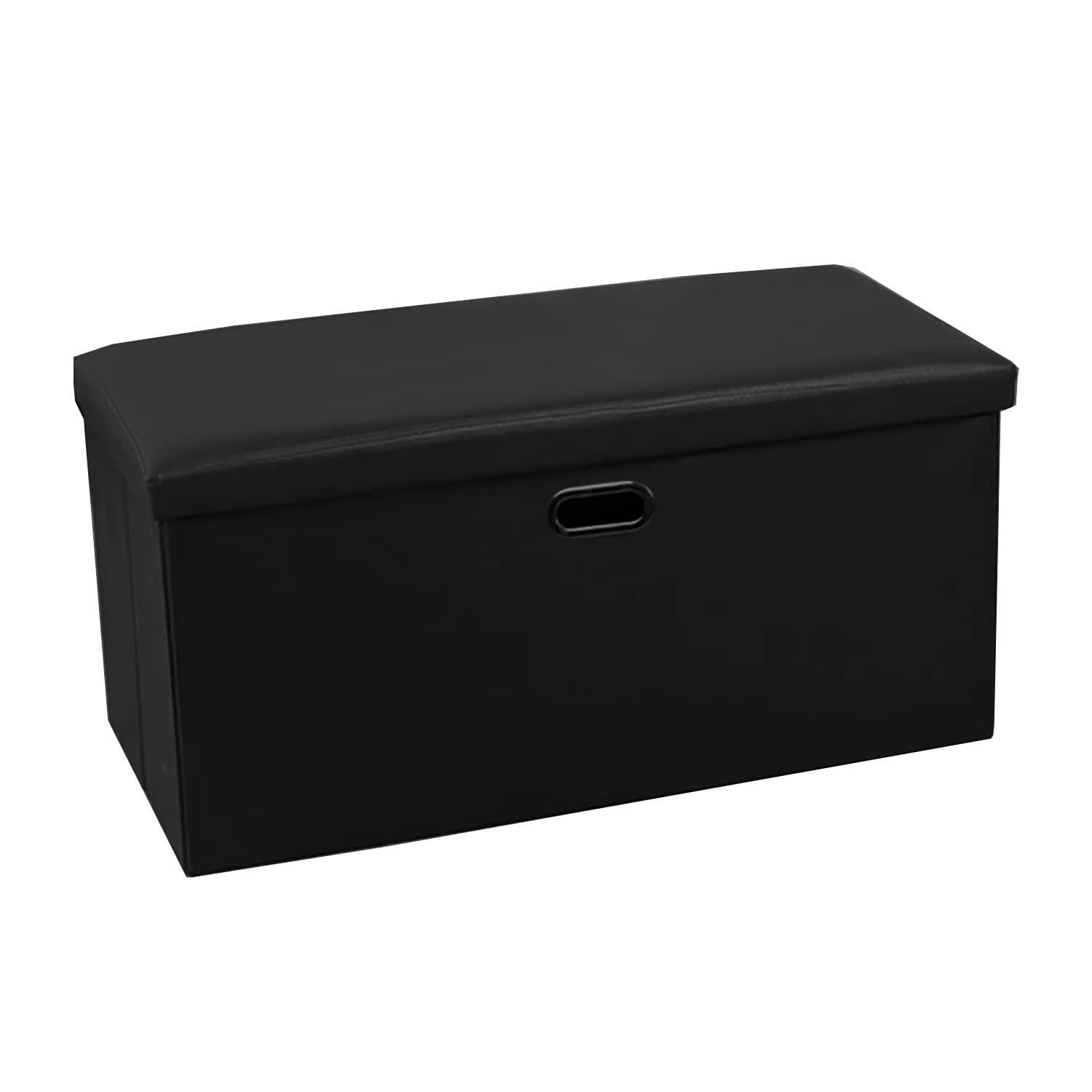 GREATOYAR Puff Otomana Plegable, Baúl Taburete Plegable, Taburete Plegable de Almacenamiento, Banco Almacenaje Baúl, Caja Almacenaje Juguetes, Dormitorio Mesa Baja, PVC, 76x38x38cm, Negro
