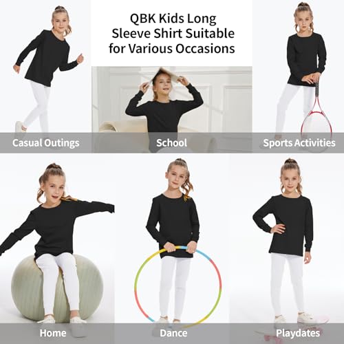 Image of 3T 4T 5T to 12 Years Girls Long Sleeve Shirts Kids Cotton T-Shirt Toddler Basic Crew Neck Top