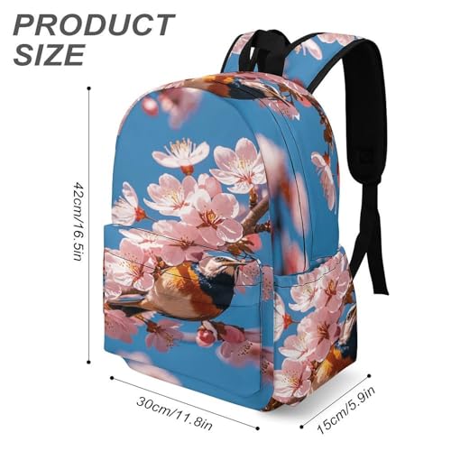 Heavy-Duty Backpack with Reinforced Base And Side Pockets, Bird Cherry in Bloom Print Travel Bag3