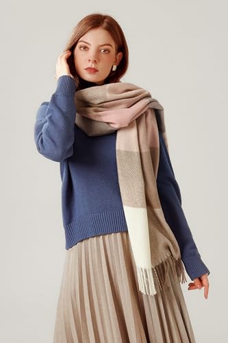 EONPOW Women's Scarf Fashion Long Plaid Winter Warm Lattice Shawl Scarves3