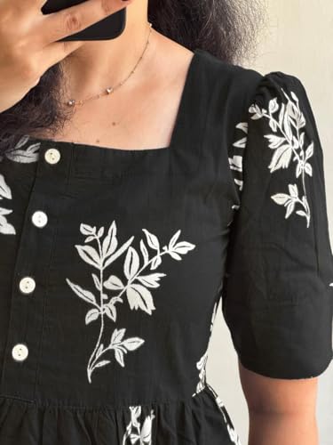 Image of Women's Pure Cotton Maxi Midi Dress Western Dress for Women Elegant Floral Printed Long Dresses | Soft & Breathable Fabric | Casual Trending Dress