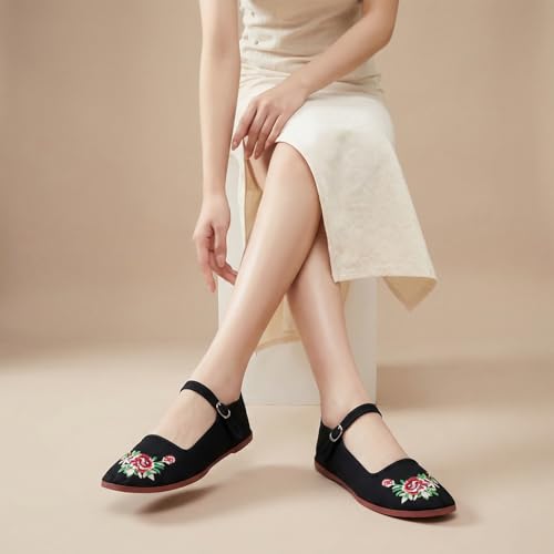 Image of Womens Classic China Flats, Casual China Doll Shoes, Cotton Mary Janes, Chinese Tai Chi Shoes