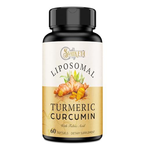 Liposomal Turmeric Curcumin Supplement 2000mg 95% Standardized Curcuminoid Extract & Organic Root Powder with Piperine Black Pepper Fruit (15mg) 60 softgels
