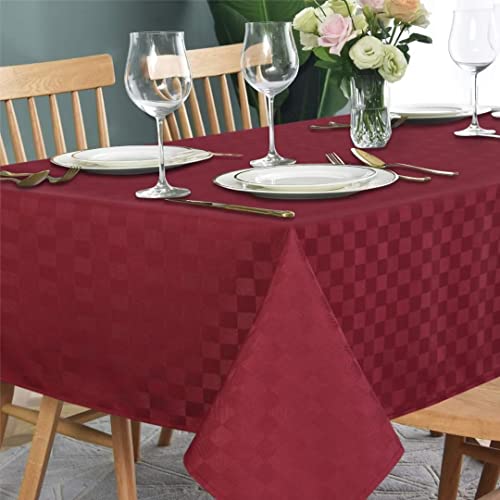 Faironly Checkered Table Cloth Waterproof Wrinkle Resistant Tablecloth Round Square Rectangular Tablecloth For Dining Room Holiday, Burgundy Red, 60 X 84 Inch #TOP2