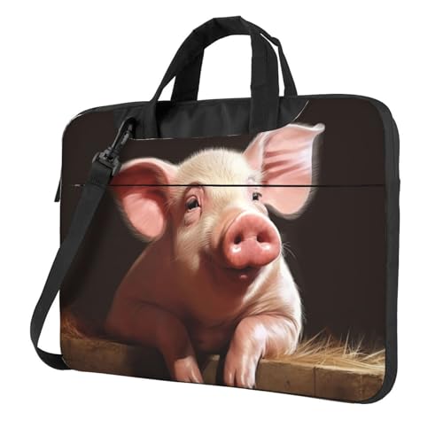Sac bandoulière ordinateur portable cochon mignon avec double poignée de transport