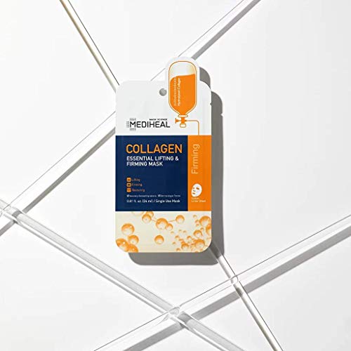Mediheal Official [Korea's No 1 Sheet Mask] - 5 Pack Collagen Essential Lifting & Firming Mask / Collagen & Peptides & Beta Glucan Contained Anti-Wrinkle And Soothing Facial Mask Sheet #TOP5
