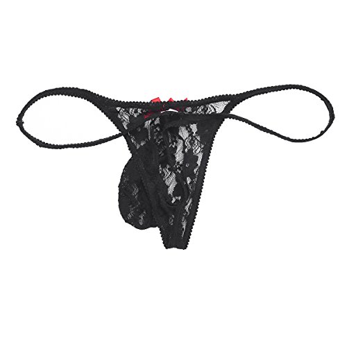 YiZYiF Men's Jacquard Lace See-Through Sissy Pouch Underwear4