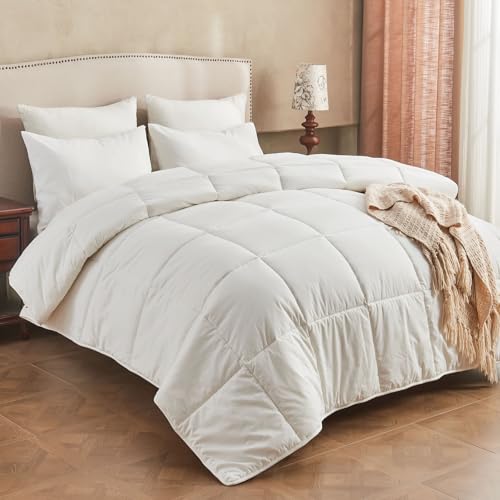 KUSNUG Hybrid Australian Wool Comforter Queen with Organic Cotton Shell