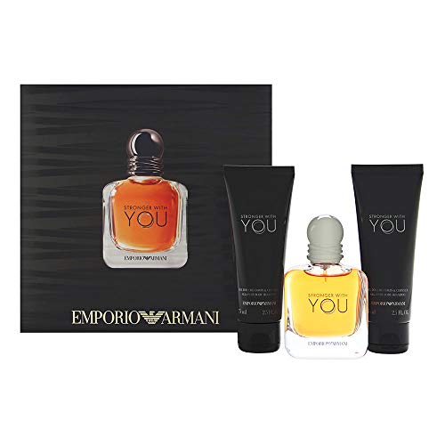 Emporio Armani Stronger With You for Men 3 Piece Set Includes: 1.7 oz Eau de Tolilette Spray + 2 x All Over Shampoo
