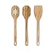 Spatule de Cuisine en Bois Chef Pomodoro, Ensemble de 3 Cuillères, Bambou | Grande spatule de 31,5 cm, Cuillère et Ecumoire | Ensemble de cuisine pour friture