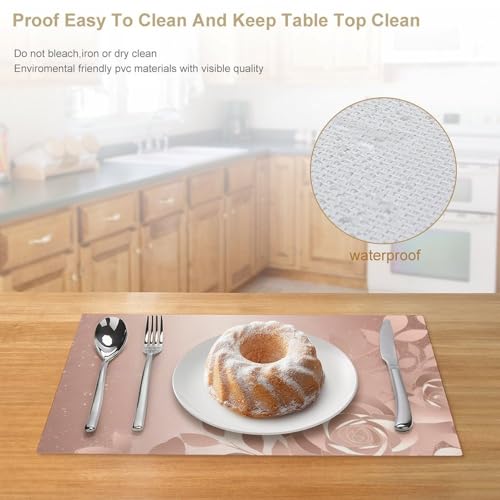 Sets de table rose lavables et résistants pour cuisine 6 pcs - 5