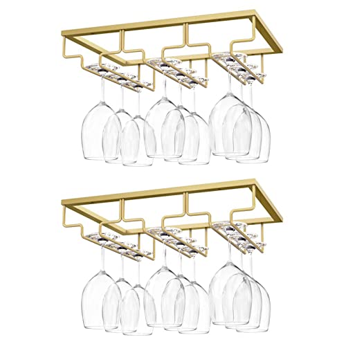 Nuovoware Wine Glass Rack, 3 Rows, 2-Pack, Gold by Nuovoware - Used condition - US$21.08