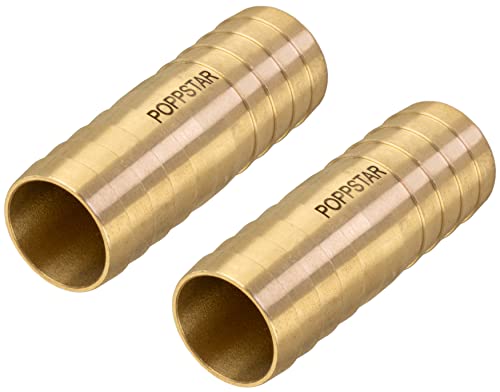 Poppstar 2X Brass Hose Connector 3/4 inch Set including 4X Stainless Steel Hose Clamps for 3/4" (19 mm) Garden Hose - Image 3