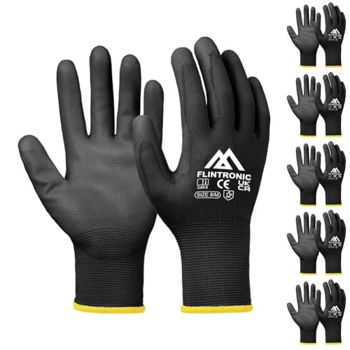 flintronic 6 Paar Arbeitshandschuhe, Nylon Arbeit Handschuhe für Herren...