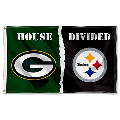 Bannière de rivalité Steelers vs Packers : drapeau divisé maison NFL
