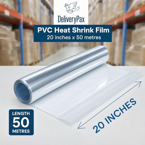 Image of Delivery Pax 20 Inch x 50m PVC Wrap Roll, Transparent Packaging Film | Shrink Wrap | Shrink for Heat Gun