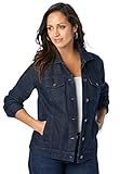 Jessica London Women's Plus Size Classic Cotton Button Down Denim Jean Jacket - 14, Indigo