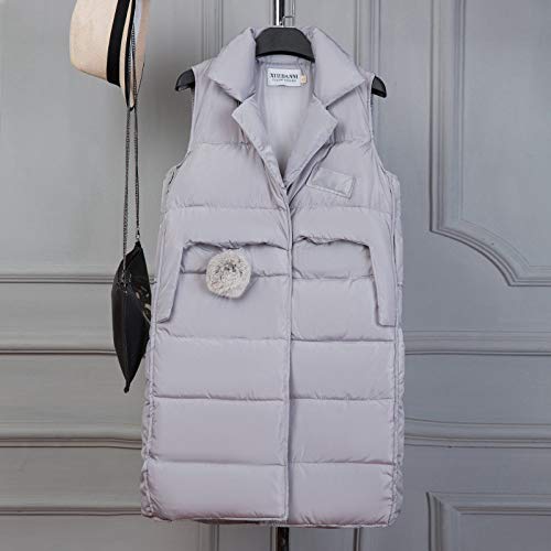 Gilet sans manche femme chaud et léger | Veste matelassée mi-longue à col protecteur