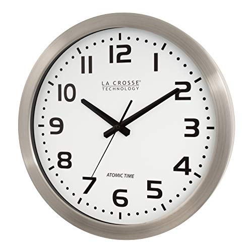 La Crosse Technology Wt-3161Wh-Int 16 Inch Stainless Steel Atomic Clock-White Dial, 16", Metal Frame #TOP1