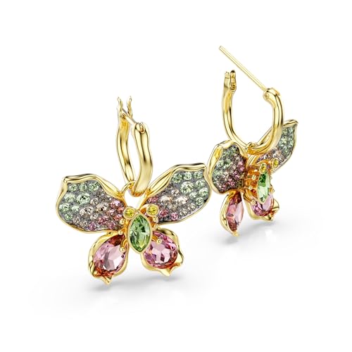 Swarovski Idyllia drop earrings, Mixed cuts, Pavé, Butterfly, Multicolored, Mixed metal finish3