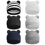 FNANJWQ 6 Pcs Baby Newborn Bear Ears Hats, Newborn Toddler Soft Beanie Hat for Unisex Infant Boys Girls 0-24 Months Soft Breathable Cute Bear Caps for Dolls Pets, 6 Styles