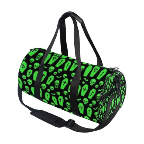 Bolsa de lona ligera con bolsillo interior y diseño verde limo de terror 1