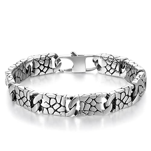 Biyongde Stainless Steel Leopard Print Pattern Link Chain Bangle Bracelet, Mens Womens, Punk Rock Timeless Style #TOP20