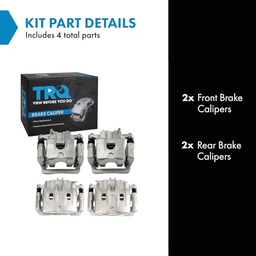 Image of TRQ Front and Rear Brake Caliper Set Zinc Coated Brackets Compatible with 2003-2006 Acura MDX