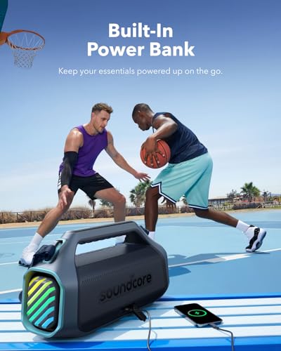 Image of Soundcore Boom 2 Plus Portable Speaker By Anker, 140W, 2+2 Channel Audio | IPX7 Waterproof, BassUp 2.0, 20H playtime, fast charge, RGB lights, power bank, Bluetooth 5.3, camping & beach use
