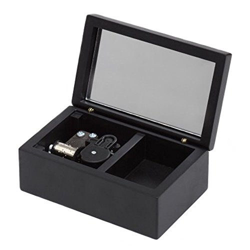 Wind-Up Wooden Musical Box,Small Size Storage Music Box,Gift Music Box,Lilium from Elfen Lied Musical Box,with Silver-Plating Movement in,Black