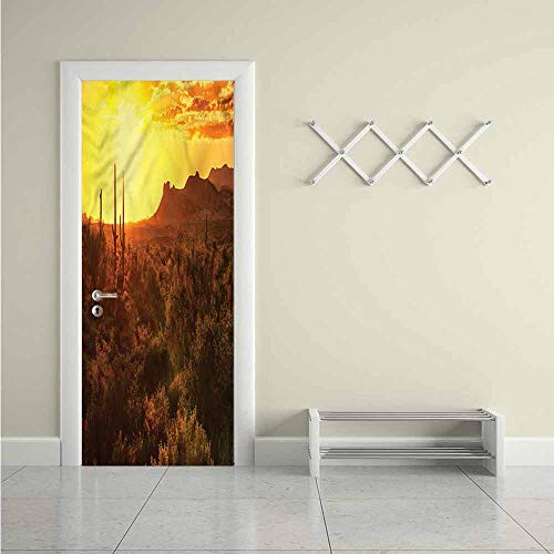 Pegatina de vinilo para puerta, diseño de cebras exóticas W31 x 79 pulgadas, color 10