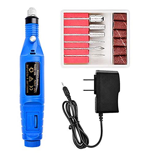 Portable Electric Nail Drill Kit, Manicure Pen Sander Polisher Professional Nail File for Acrylics, Gel Nails, Manicure Pedicure Polishing Shape Tools Kits，for Exfoliating, Grinding, Polishing (Blue)