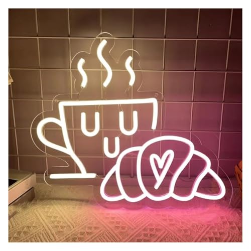 Enseigne lumineuse néon Pain Café 50x45cm décorative pour restaurant et cuisine