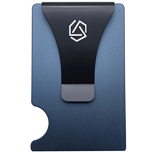 Blue Hunter Carbon Fiber Wallet for Men, Airtag, RFID Blocking Minimalist Credit Card Holder Wallet Gift for Husband Dad Wife Slim Money Clip Wallet