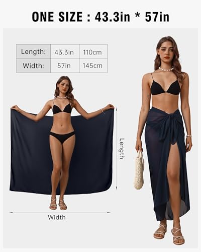 Image of Eicolorte Womens Beach Cover Up Chiffon Sheer Bikini Beach Swimsuit Coverup Sarong Pareo Wraps for Women