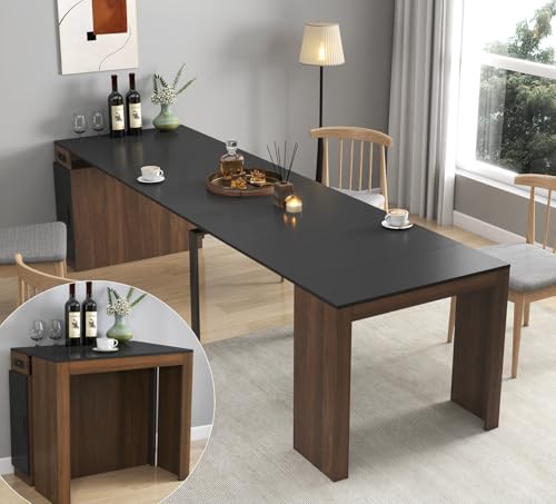 KEIKI 23.62”-118”L Extendable Foldable Dining Room Table with Storage Cabinet