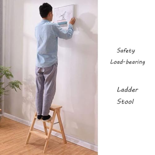 Taburete plegable de madera maciza con escalera para el hogar 6