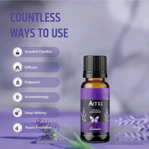 Image of Aerra Serenity Duo - Lavender & Rose Essential Oil Combo (2 x 15ml) - Pure Aroma Oils for Diffuser, Puja, DIY - Vegan