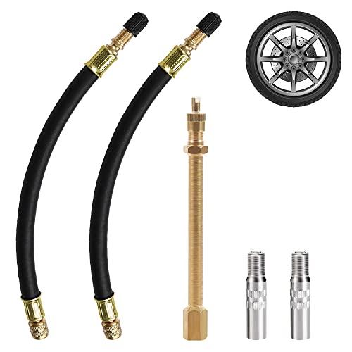 DOUSELLA 5 Pièces Adaptateur d'Extension de Valve de Pneu Prolongateur de Valve de Pneu Rallonge Valve Pneu Jumelé Adaptateur de Valve de Pneu de Velo pour...
