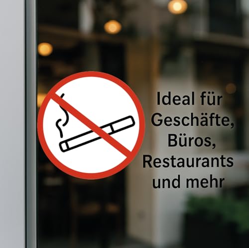 Aufkleber 2er-Set – Verbotsschilder für Innen & Außen – selbstklebend & wetterfest – z. B. Keine EC-Zahlung, Kein Essen, Keine Hunde, Videoüberwachung (verschiedene Motive wählbar) (Rauchen)