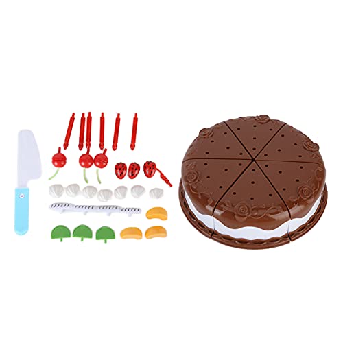 ZAICOLER Ensemble de Gâteaux d'anniversaire pour Enfants, Jouet de Gâteau au Chocolat Durable avec des Autocollants de Couche de Fruits Exquis, pour Jeu de Rôle (Coffret Express Couleur Chocolat 37