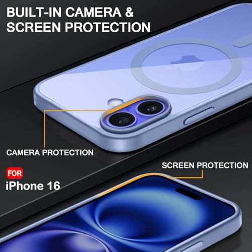 Image of TheGiftKart Ultra-Hybrid Back Cover Case for iPhone 16 Compatible with MagSafe | Camera Protection | Crystal Clear Transparent Back Cover Case for iPhone 16 (PC & TPU, Light Blue Bumper)