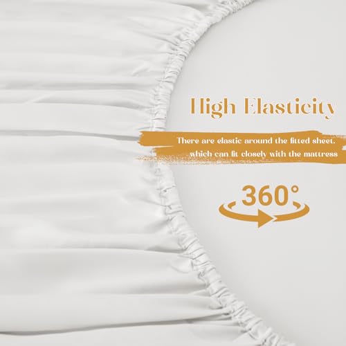 Image of Homiest 2-Pieces Ruffle Pillow Case & Fitted Sheet Set, White Twin Sheets with Ruffled Pillow Shams, 15 Inch Deep Pocket, Cute & Coquette Microfiber Bed Set for Decorating Bedroom Hotel