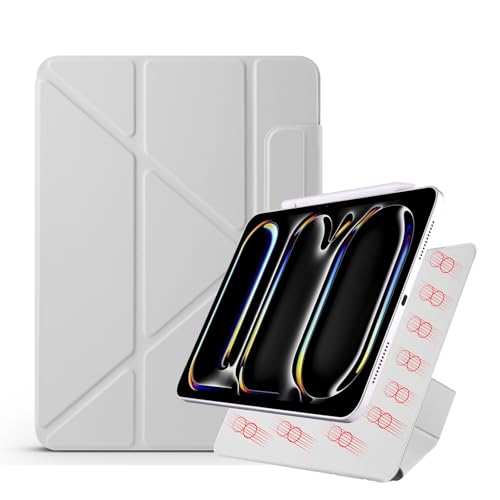 Coque iPad Pro 11 M4 2024 grise ultra fine à fixation magnétique