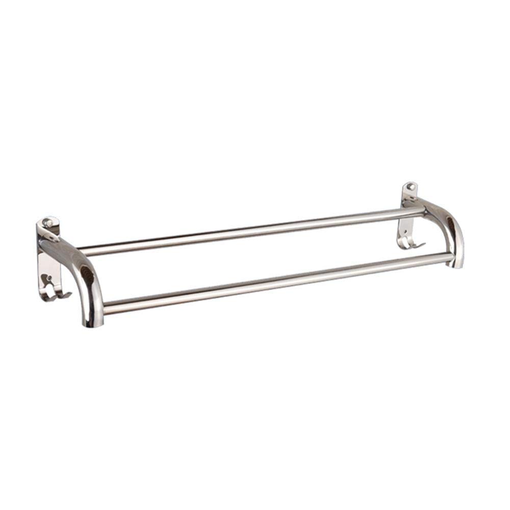 Barre porte-serviettes double chromée de 40 cm en acier inoxydable, porte-serviettes mural pour salle de bain et cuisine, halter manuel durable pour économiser de l'espace