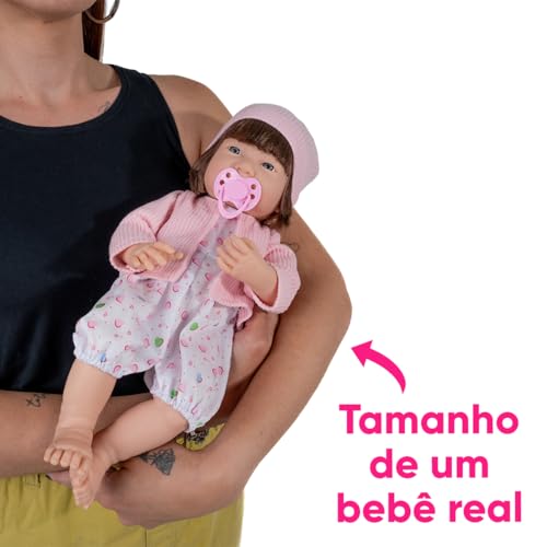 Boneca Bebê Reborn Realista Cabelo E Roupinha Conect Brinq (Menina)