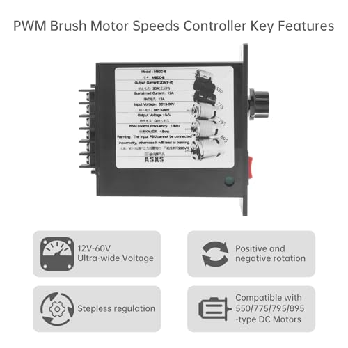 Contrôleur PWM 12-60V à haute puissance 20A avec commande marche avant arrière - 5
