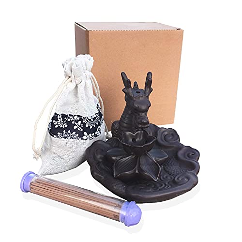 Dragon Incense Waterfall Burner Ceramic Backflow Incense Holder Set With Incense Cones And Incense Sticks, Dragon Ornament For Home Décor #TOP5